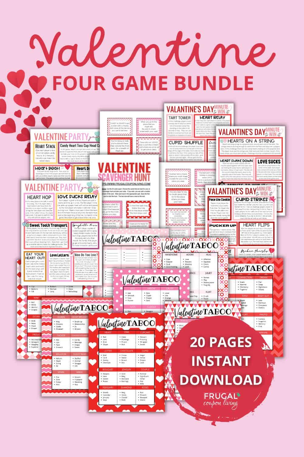 fun Valentine printable games set