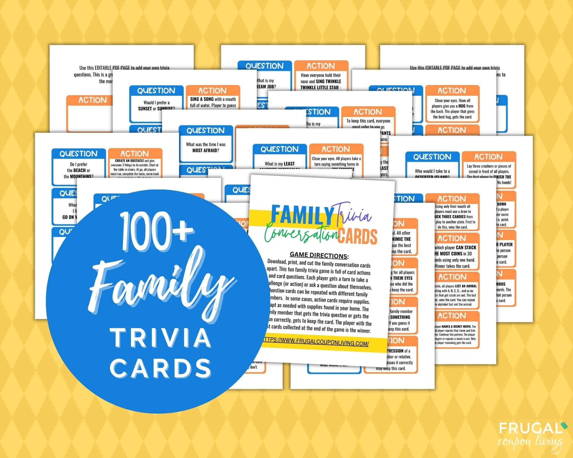 do you know your Family printable game cards trivia game