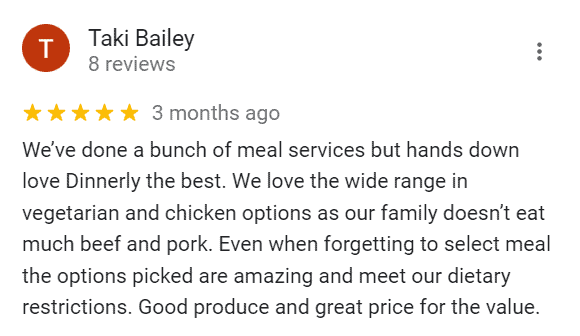 review dinnerly 5 star on google