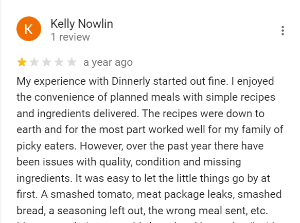 negative dinnerly review 1 star