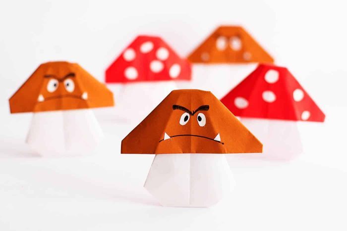 DIY mushroom origami super mario brothers decorations
