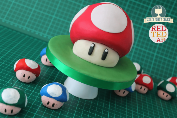 super cute mario themed cake toadstool
