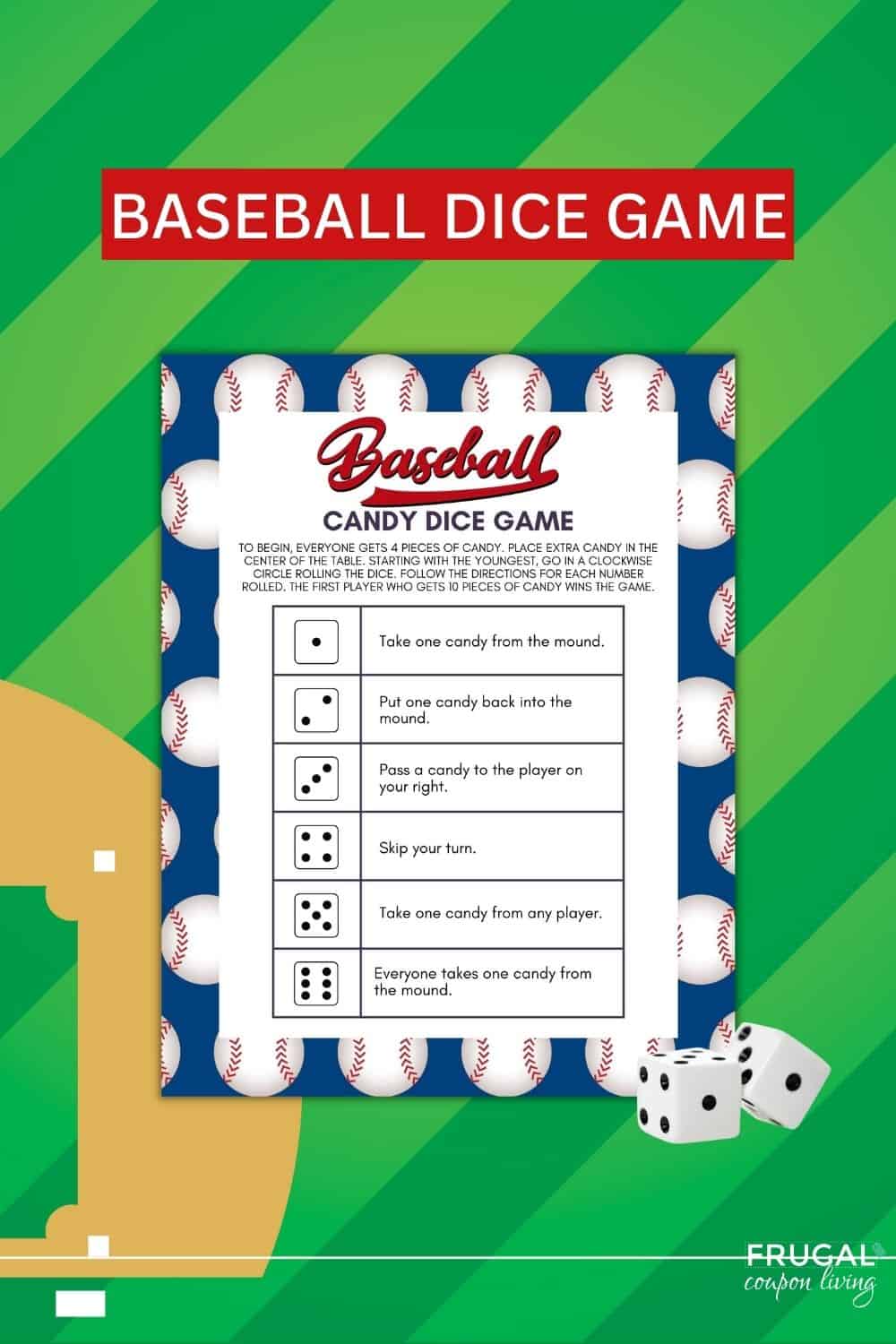 fun baseball dice game printable for kids