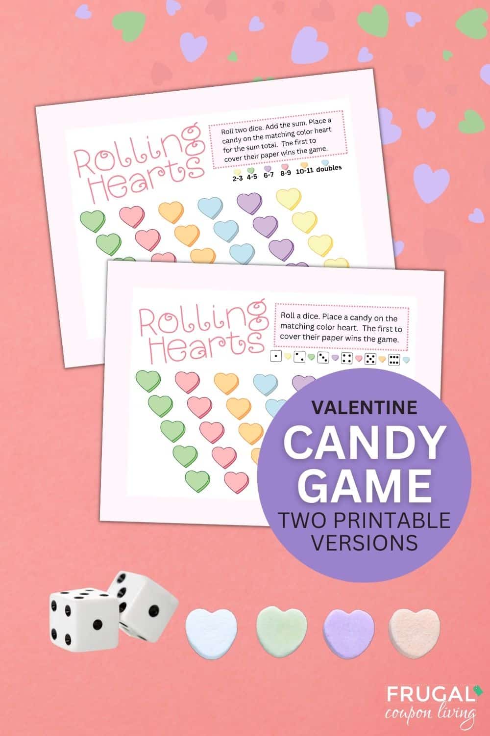 printable conversation heart game with dice