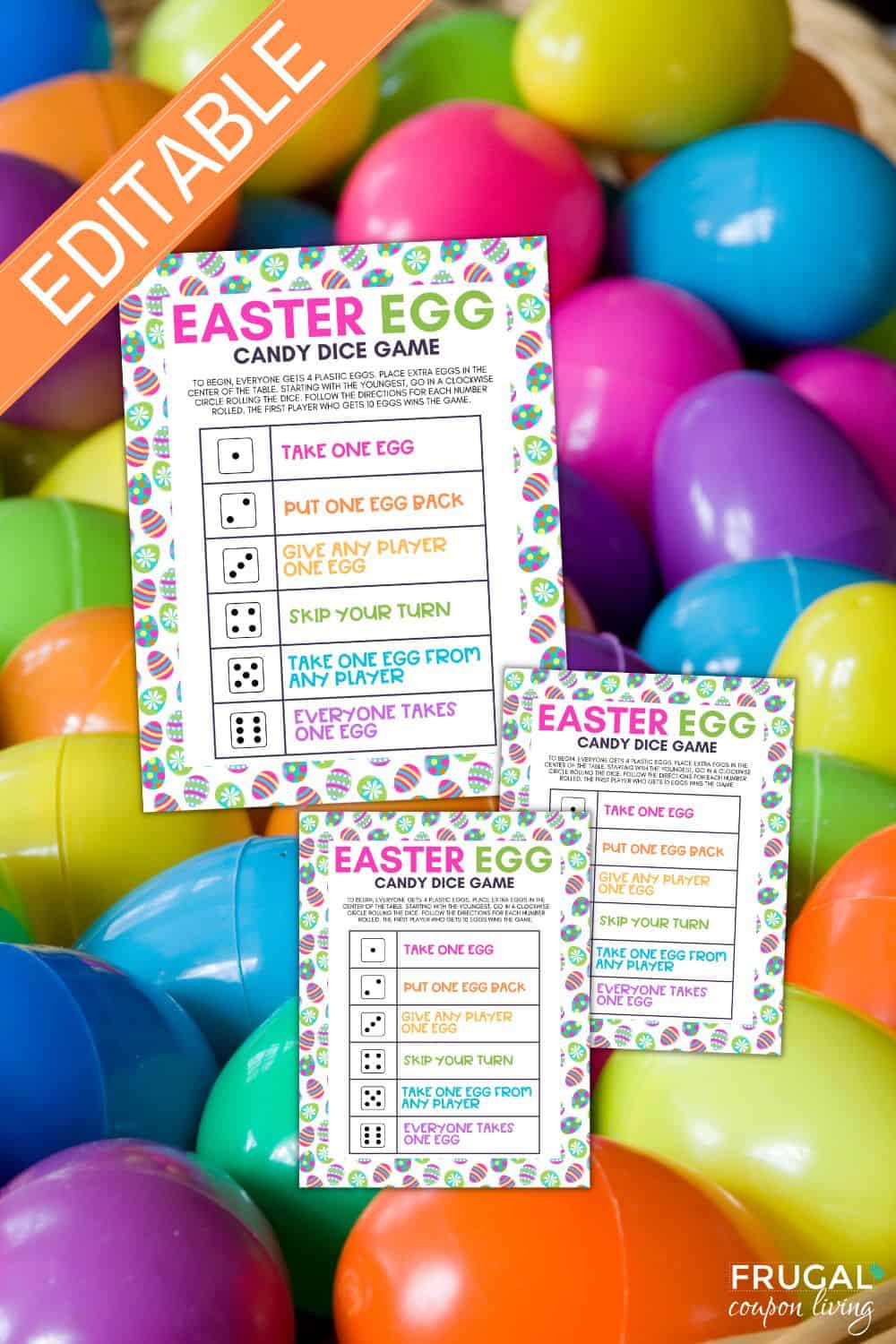 easter egg exchange candy dice game for easter printable