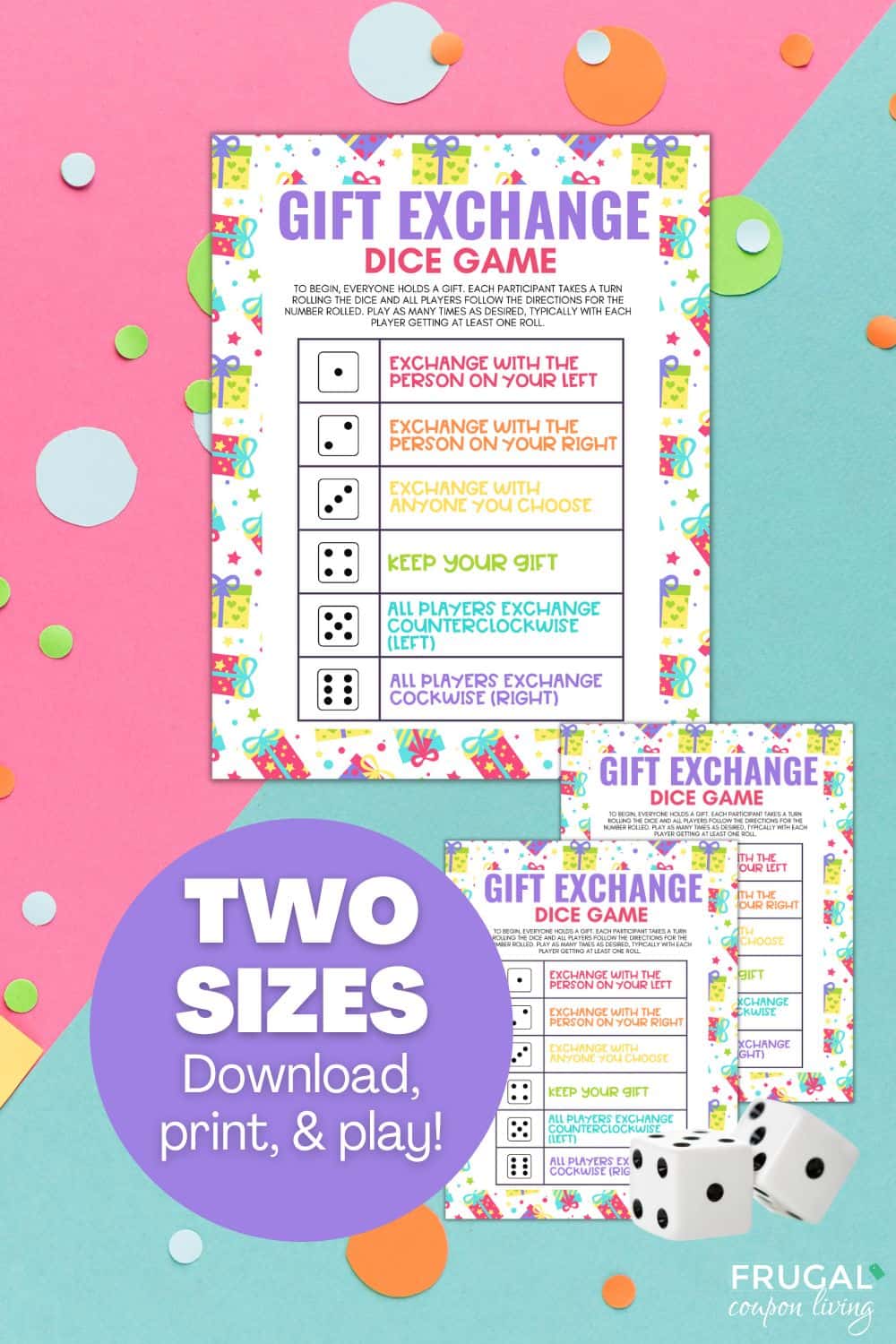 printable game for kids gift exchange game with one dice