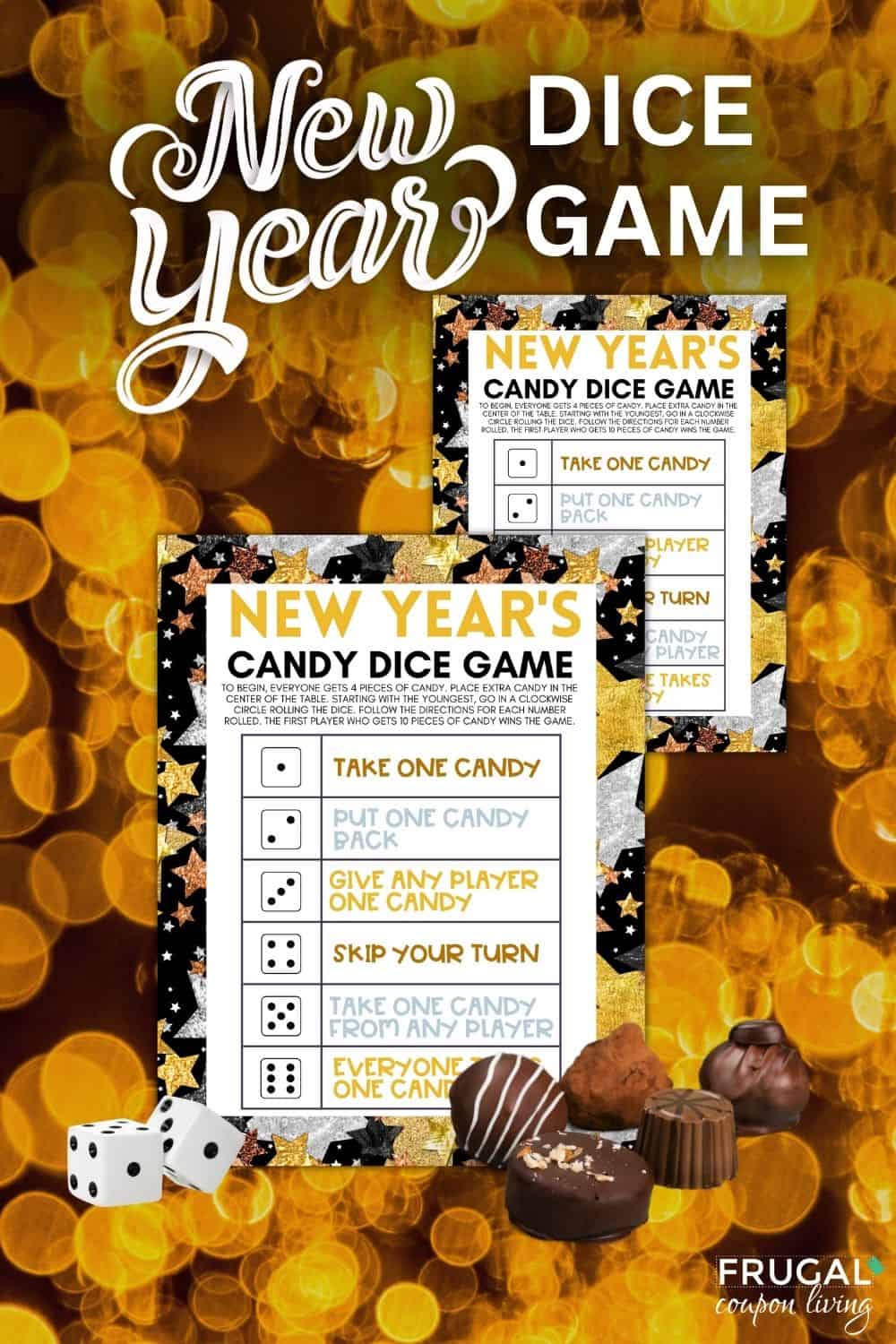 new years eve candy dice game printable 