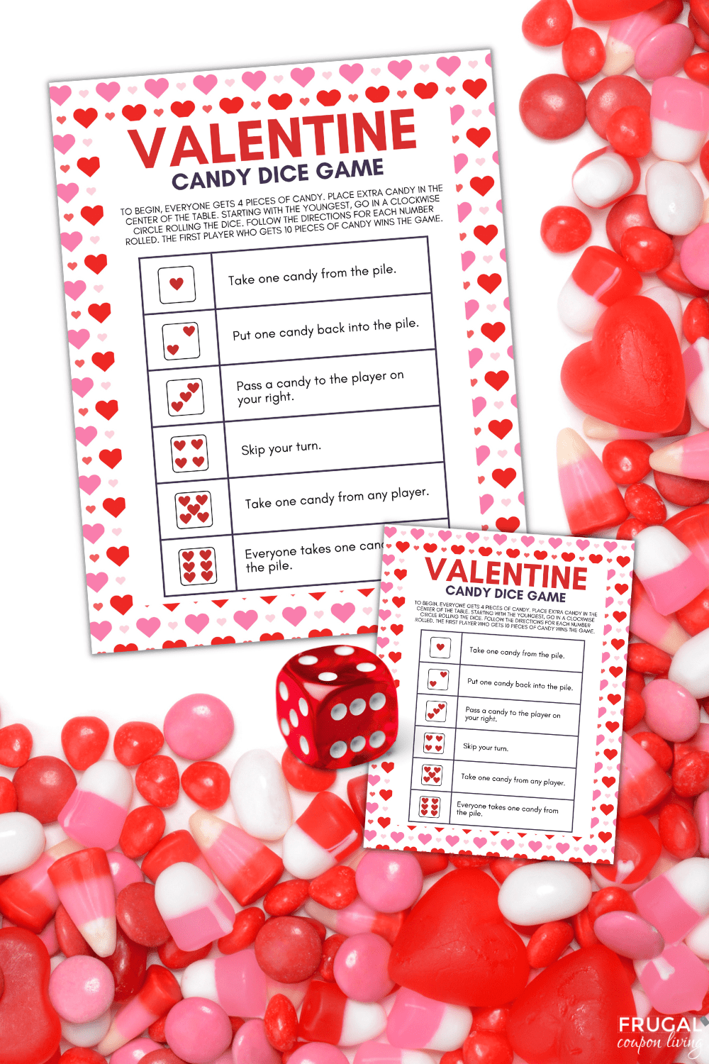 valentine candy dice game printable