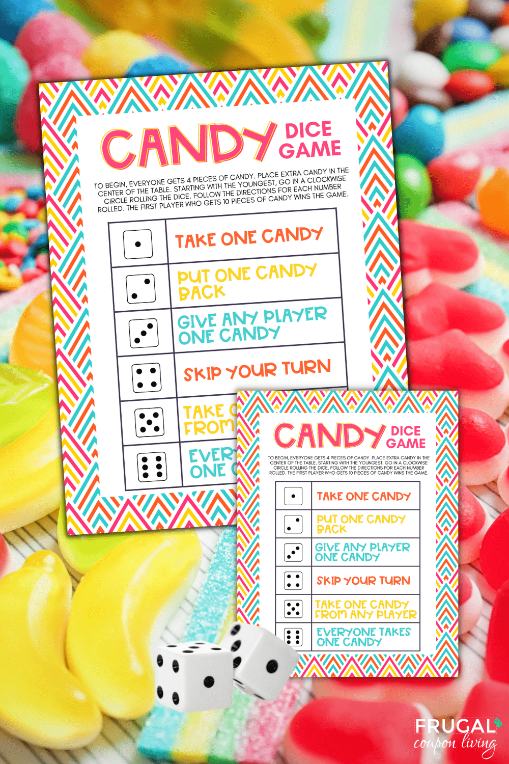 fun candy dice game printable for kids party