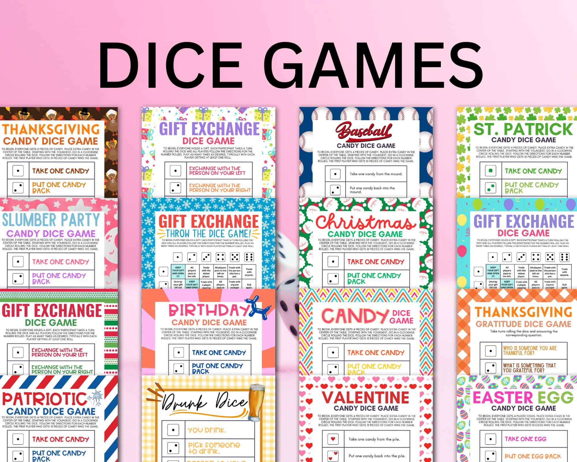 huge list of fun candy dice games for kids