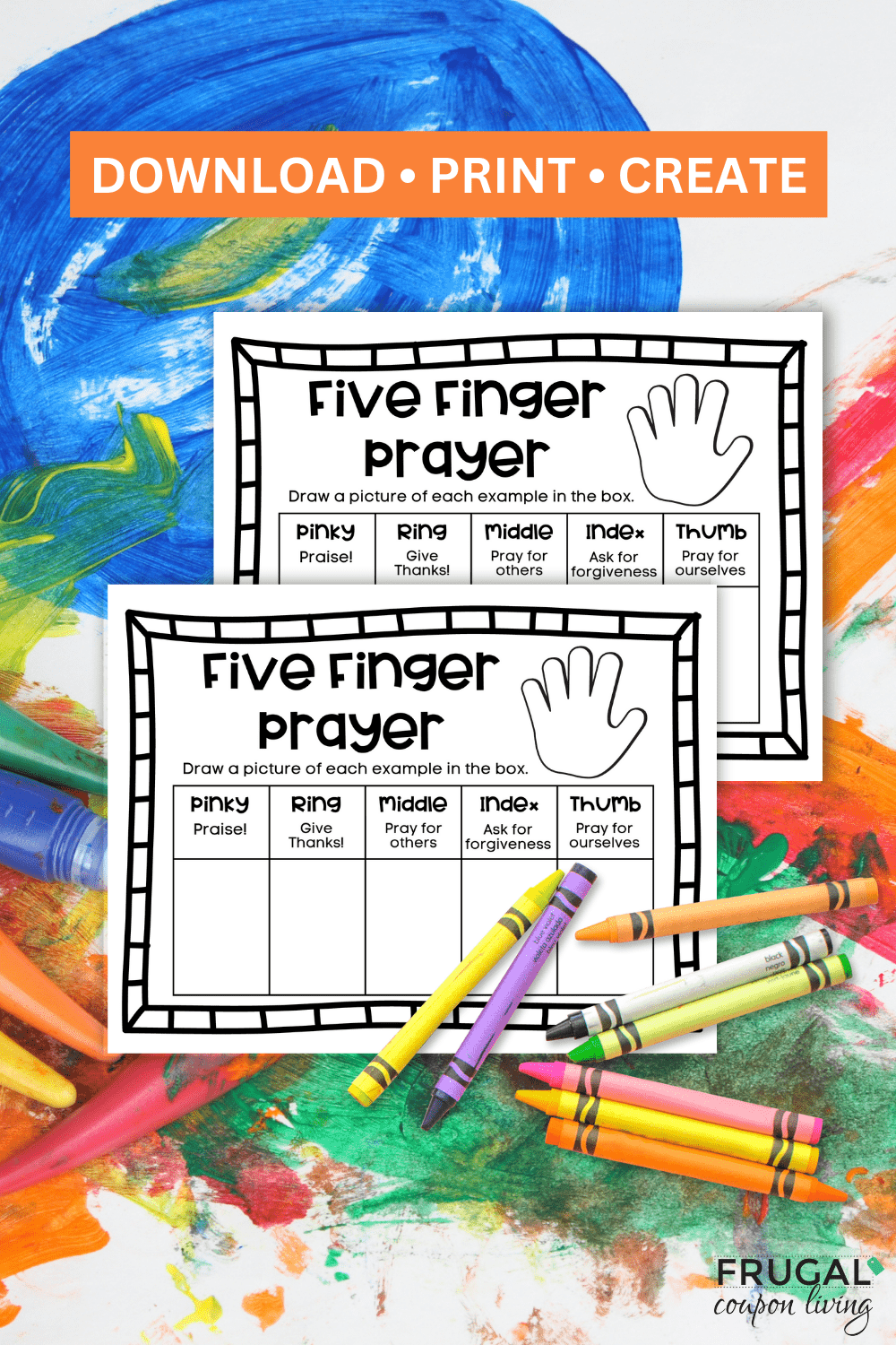 printable five finger prayer method for kids
