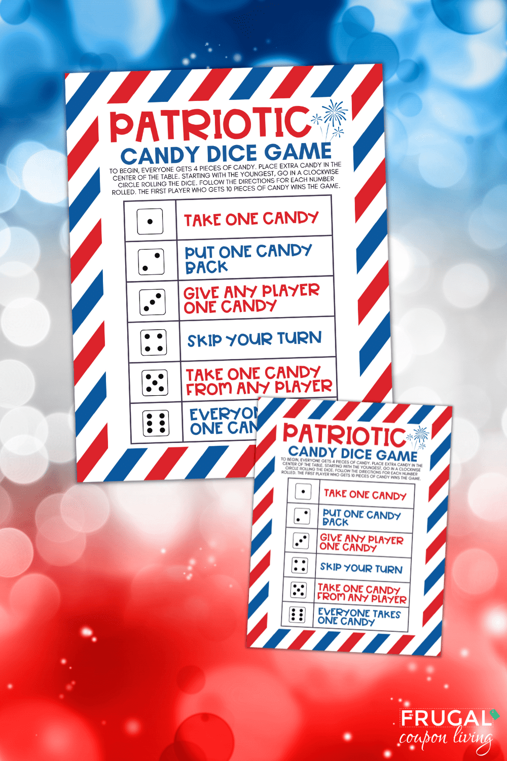 fourth of july dice game patriotic printable