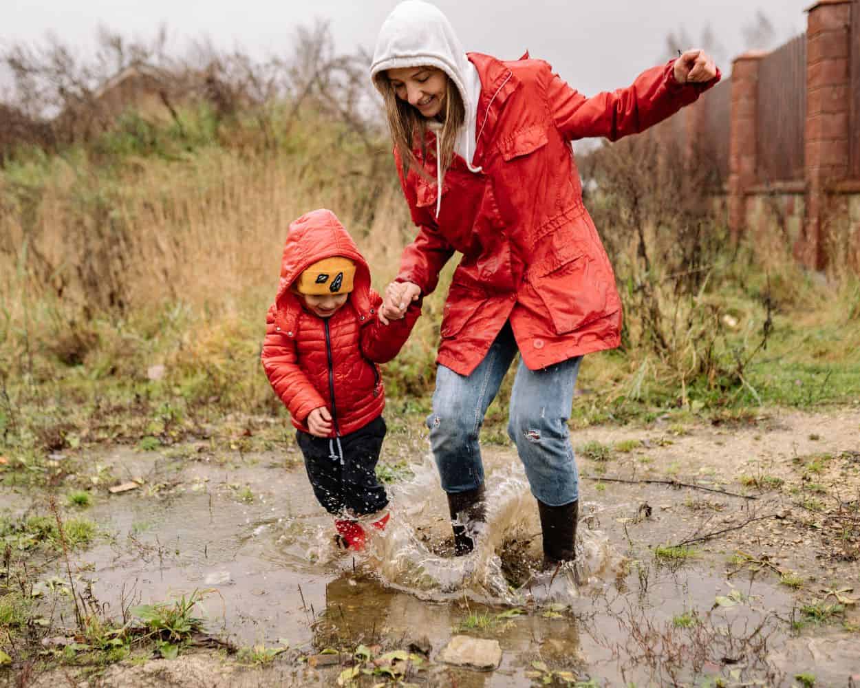 puddle jumping outdoor rainy day game