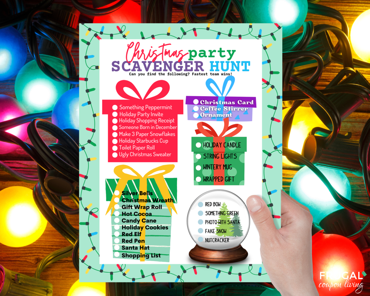 printable Christmas scavenger hunt for a party