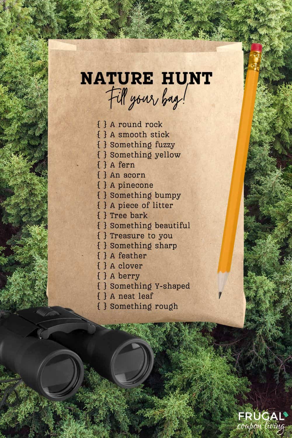 brown bag nature scavenger hunt list