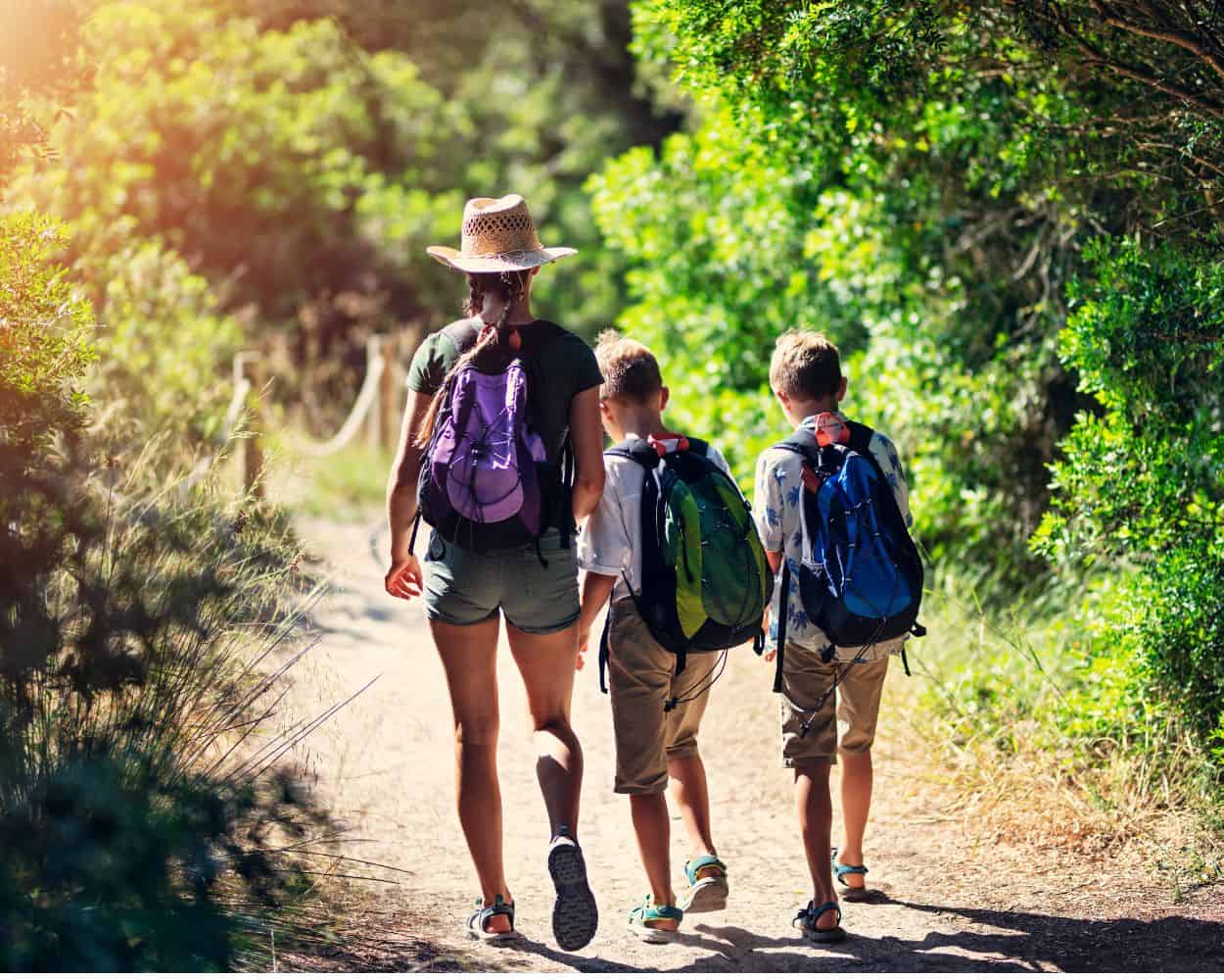 kids exploring nature walk scavenger hunt