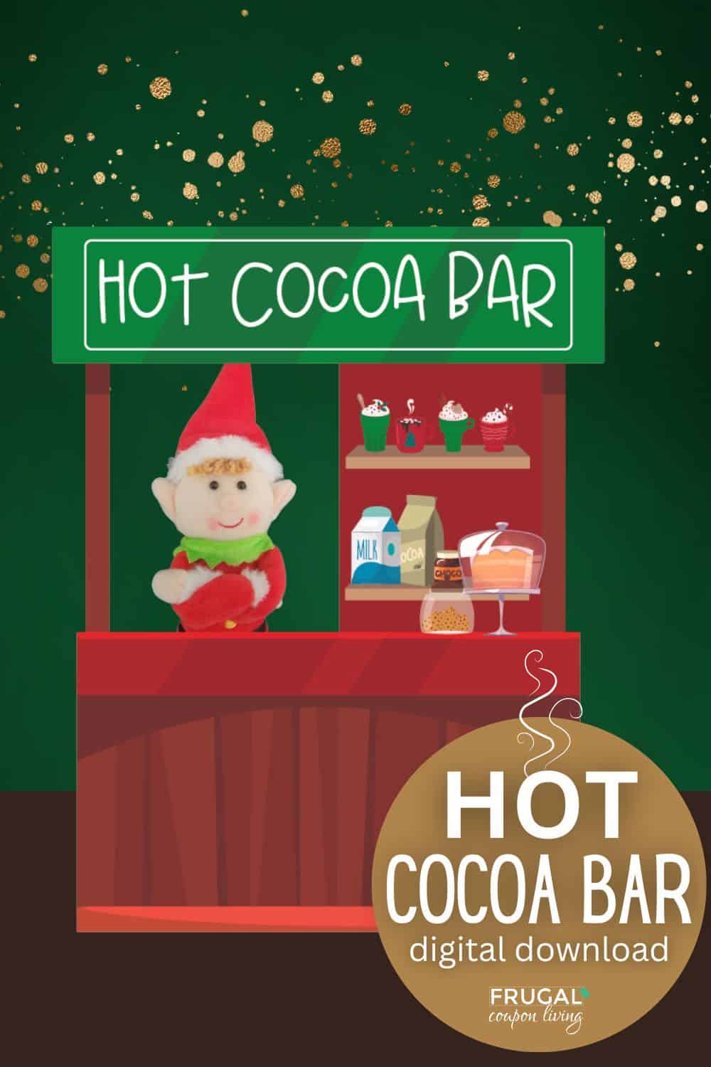 cute elf hot cocoa printable stand