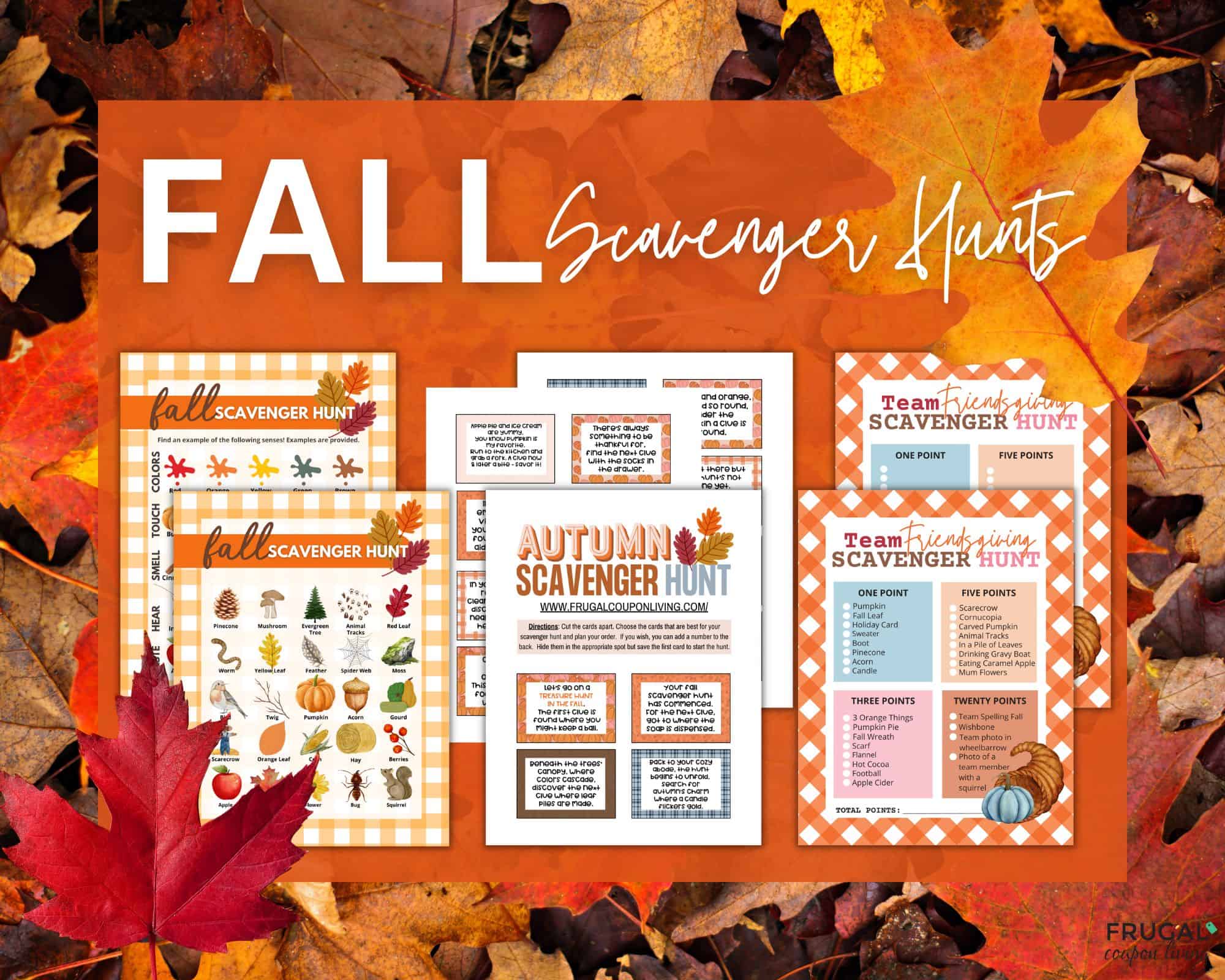 printable fall scavenger hunts for kids, teens, adults