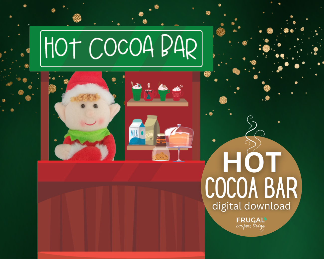 elf on the shelf hot cocoa stand idea with printable prop