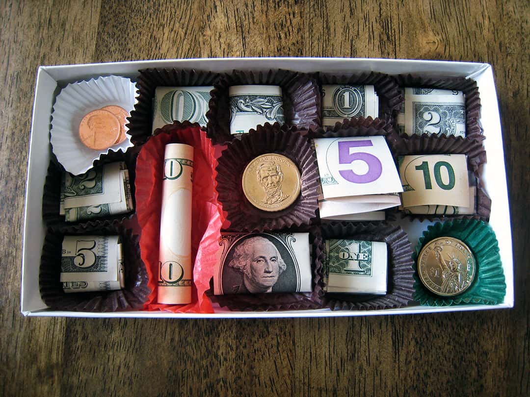 how to gift money in a box of chocolates