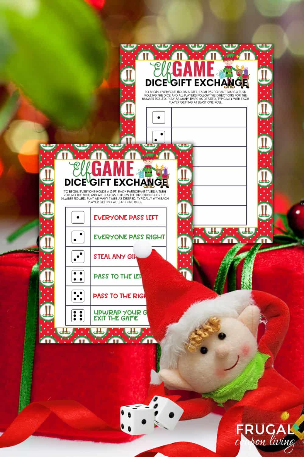 elf on the shelf dice game for a gift exchange with groups
