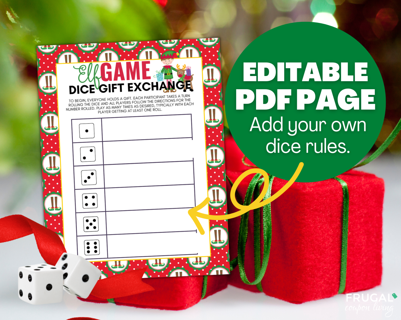 editable gift exchange dice game for chrsitmas