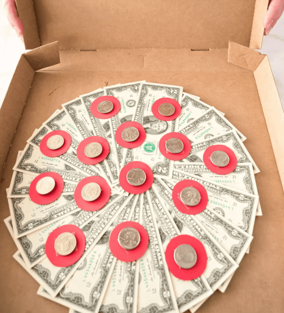 money gift idea pizza dough