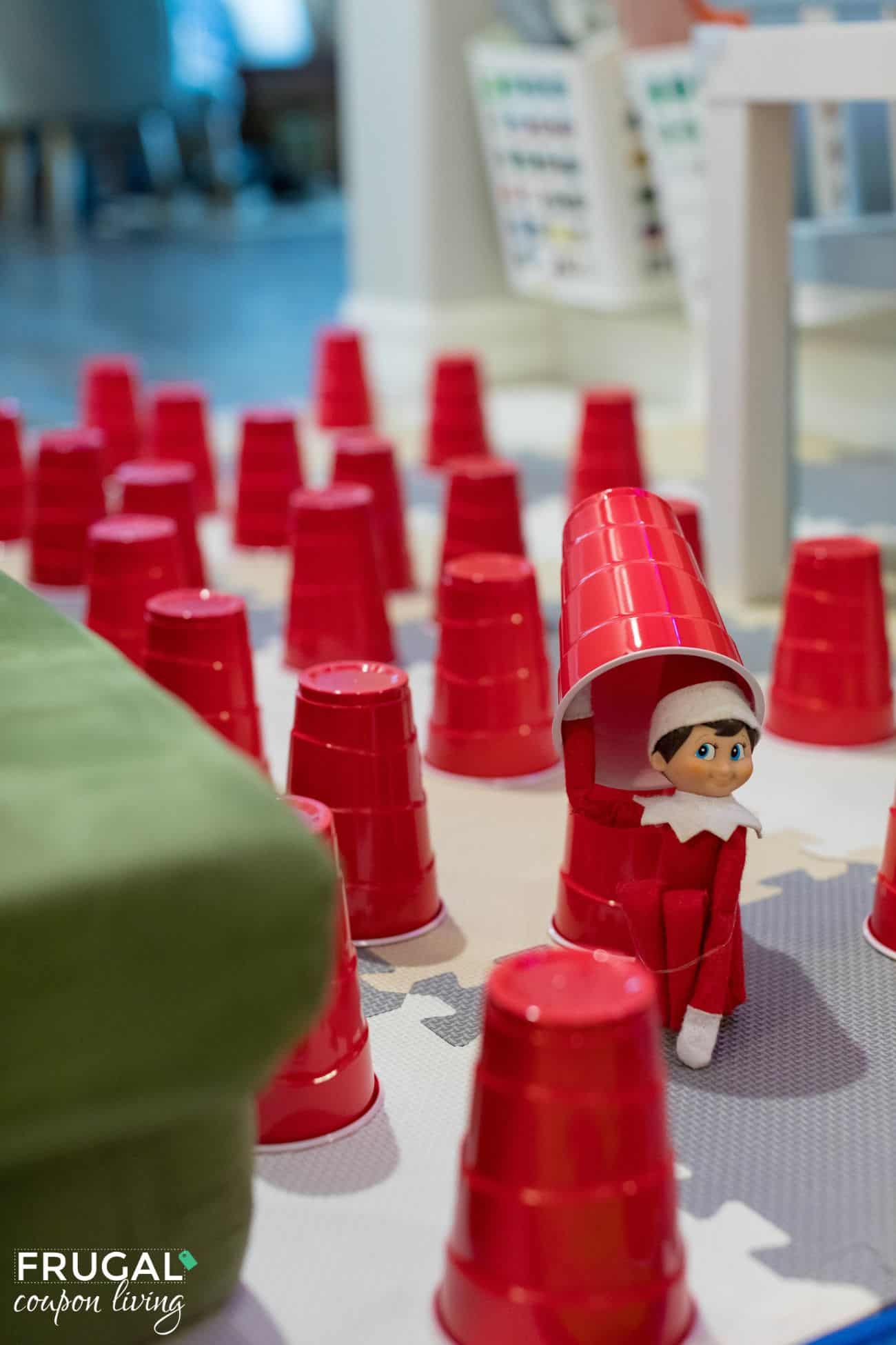 red solo cup elf on the shelf hiding