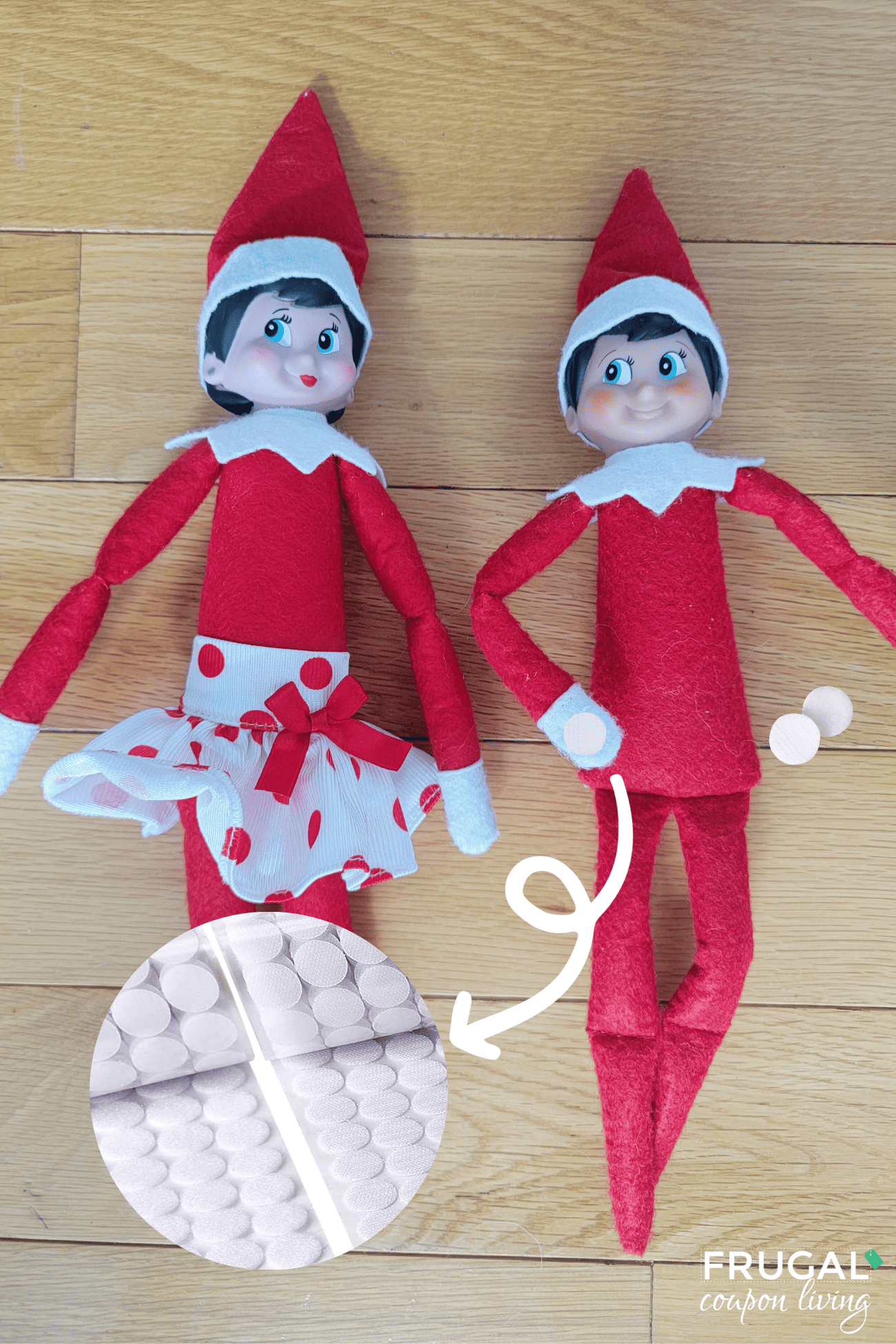 how to add self-adhesive velcro to elf on the shelf hands