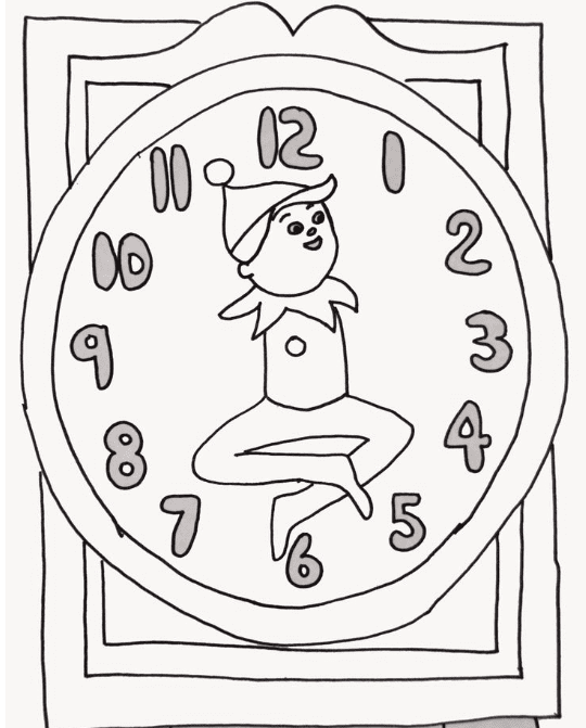 clock elf on the shelf coloring page