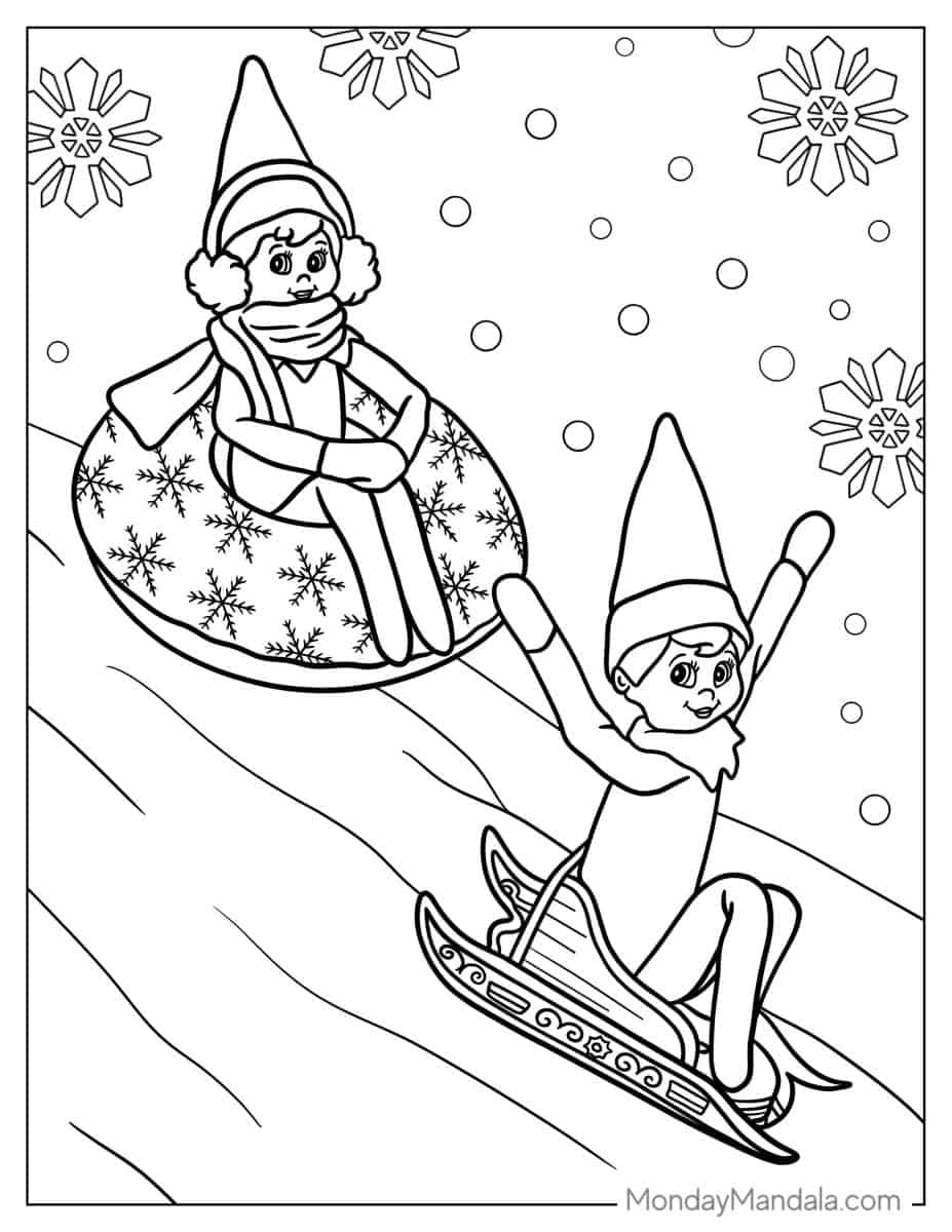 elf on the shelf sledding and tubing