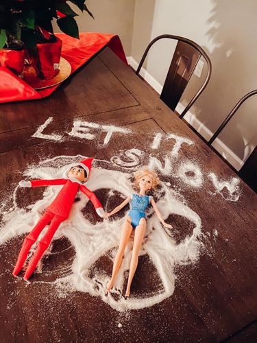 elf on the shelf snow angel snow ball fight