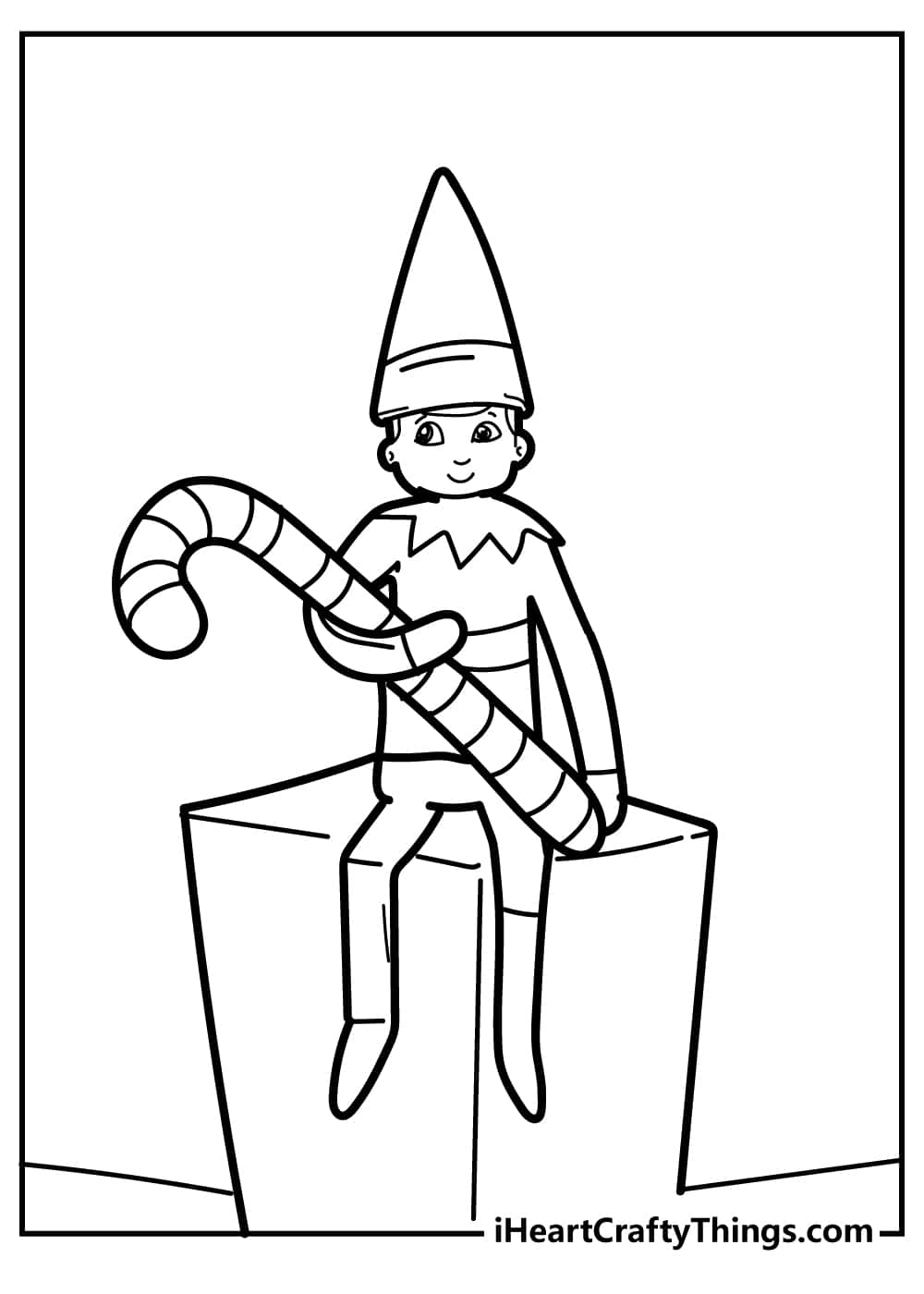 candy cane elf on the shelf coloring page