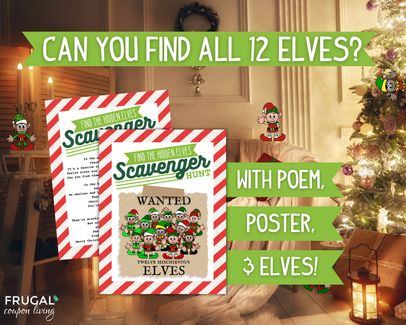 cute elf on the shelf treasure hunt printable