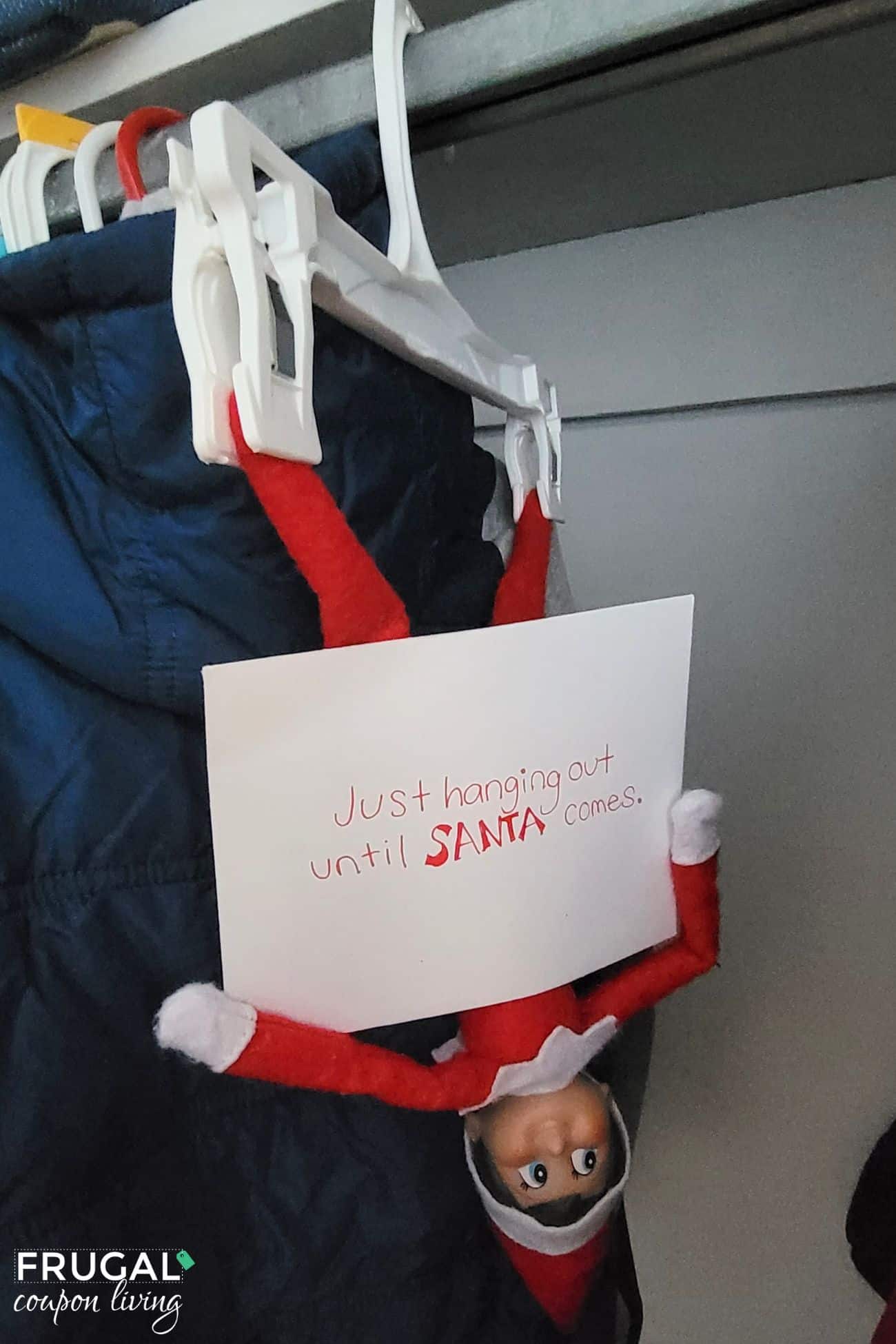 elf on the shelf on a hanger
