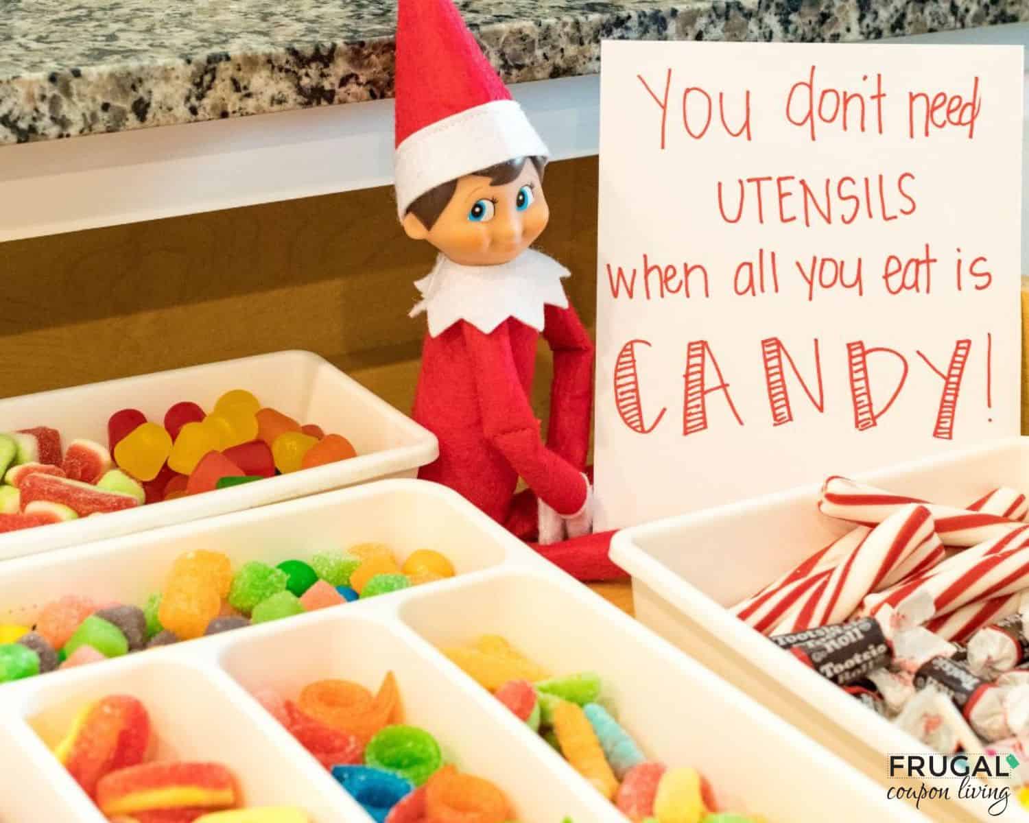 elf on the shelf candy in utensil drawer