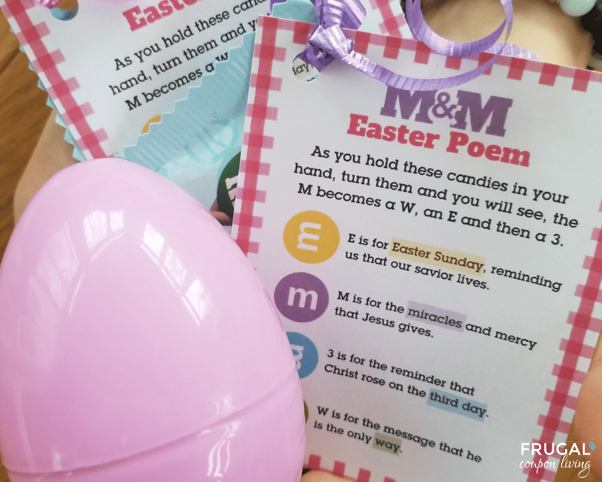 M&M ester poem printable craft for kids