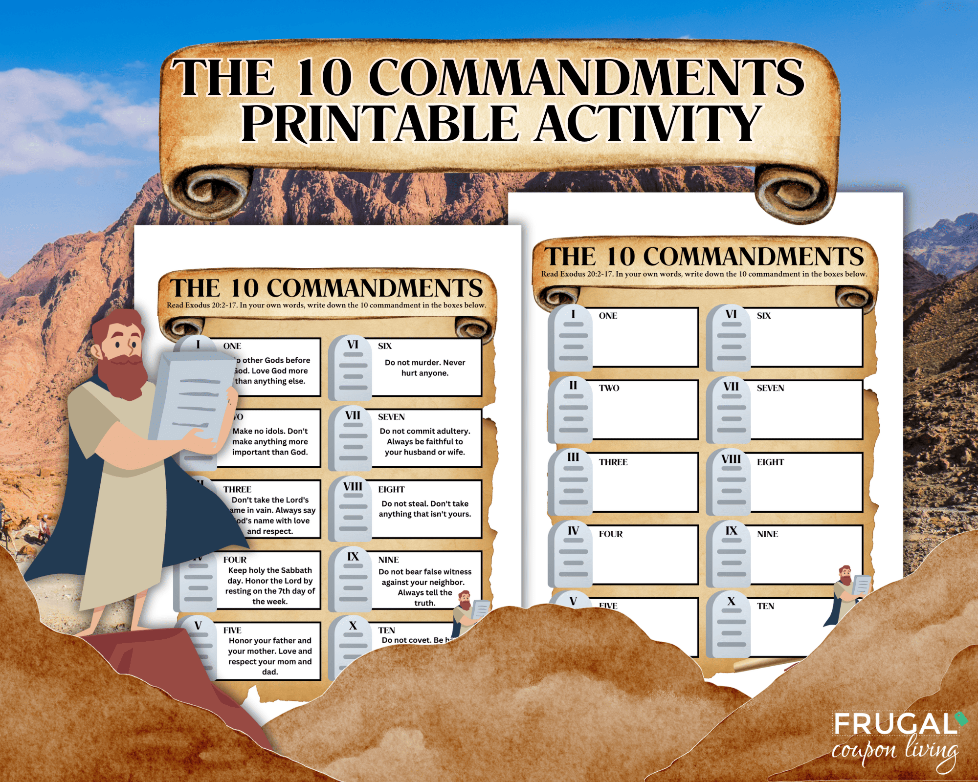 The ten commandments worksheet for kids
