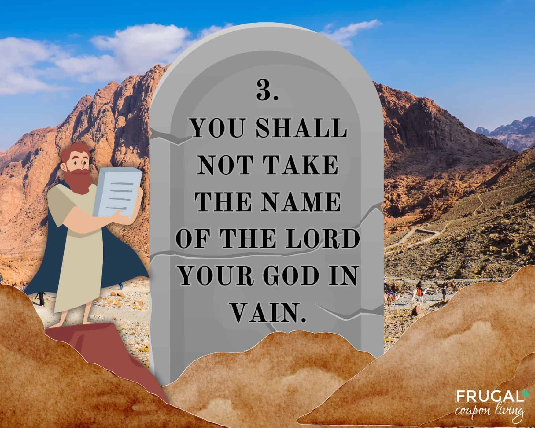 You shall not take the name of the Lord your God in vain third commandment tablet