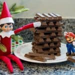 make a jenga tower with kit kats and the elf on the shelf